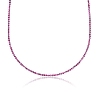 Ruby Tennis Necklace Silver