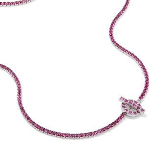 Ruby Tennis Necklace Silver