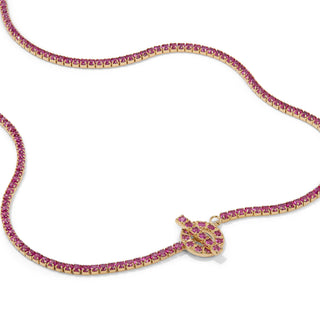 TENNIS NECKLACE gold with ruby ​​stones new clasp without extension