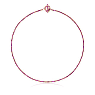 Ruby Tennis Necklace Gold