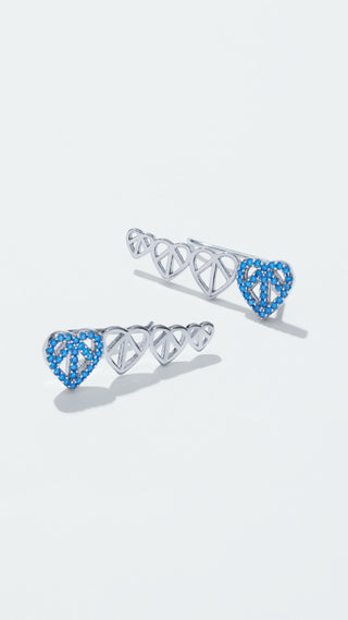 Blue Love Crawler Earrings Silver