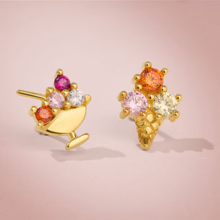 Ice cream Cup Stud Earrings Pave