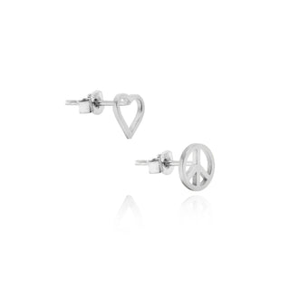 Love And Peace Stud Earrings Silver