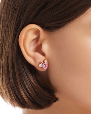 Happiness Stud Earrings (Pinkish Zircon Stones)