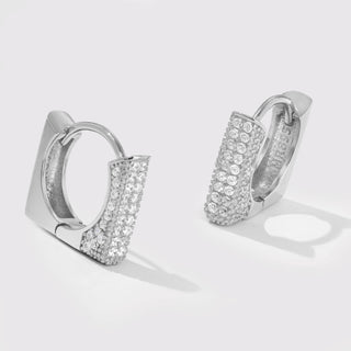 Square Hoops Pave Silver