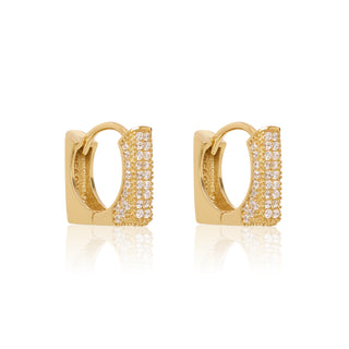 Square Hoops Pave Gold