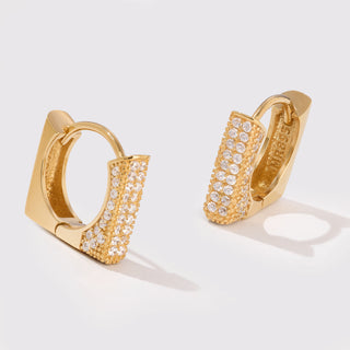 Square Hoops Pave Gold