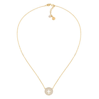 Round Cross Necklace Pave