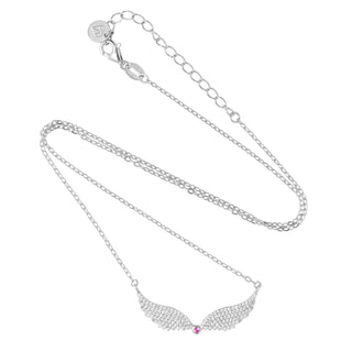 Ruby Angel Wings Necklace Silver