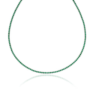 Emerald Tennis Necklace Silver