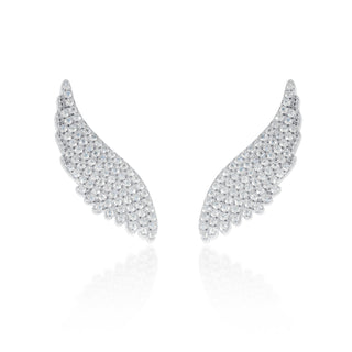 Angel Wings Crawler Earrings Pave Silver