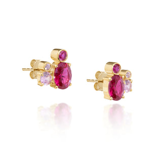 Happiness Stud Earrings (Ruby and Pink Zircon Stones)