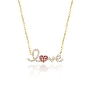 My Ruby Love Necklace Pave Gold