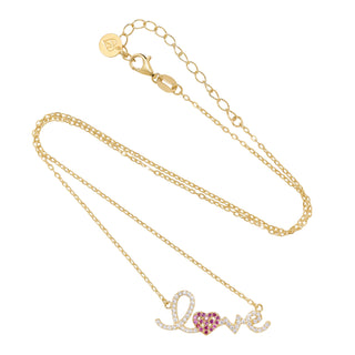 My Ruby Love Necklace Pave Gold