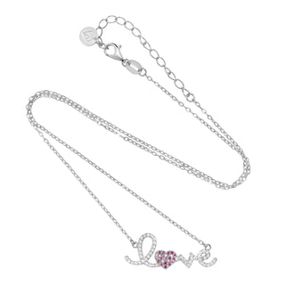 My Ruby Love Necklace Pave Silver
