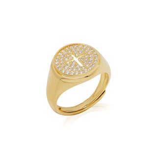 Round Cross Ring Pave
