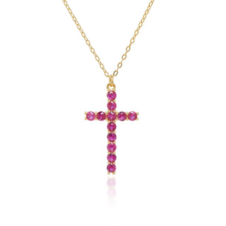 Ruby Big Cross Necklace Pave
