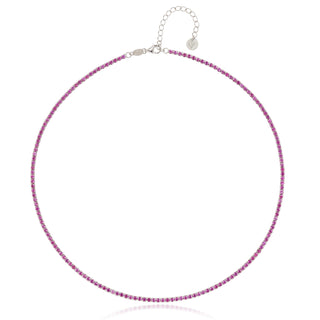 Ruby Tennis Necklace Silver