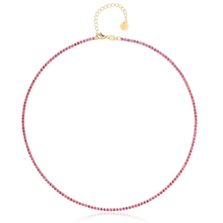 Ruby Tennis Necklace Gold