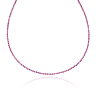 Ruby Tennis Necklace Silver